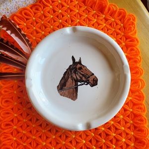 Vintage Handmade Ceramic 1950's Ashtray Handpainted Horse